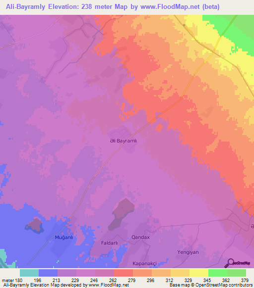 Ali-Bayramly,Azerbaijan Elevation Map