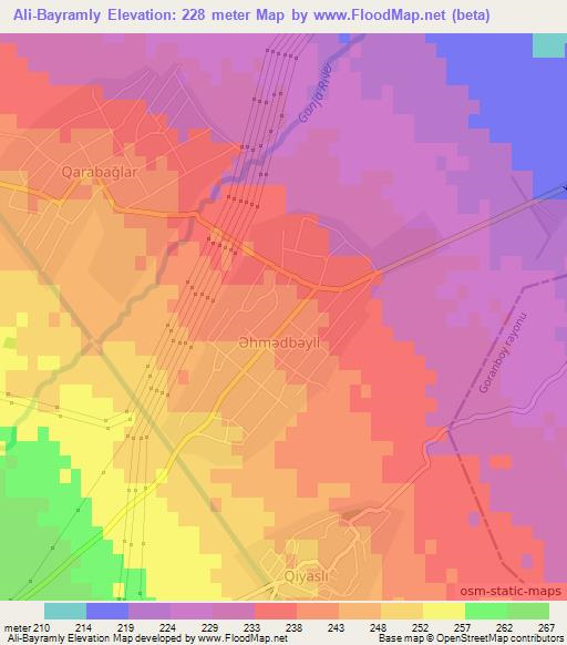 Ali-Bayramly,Azerbaijan Elevation Map
