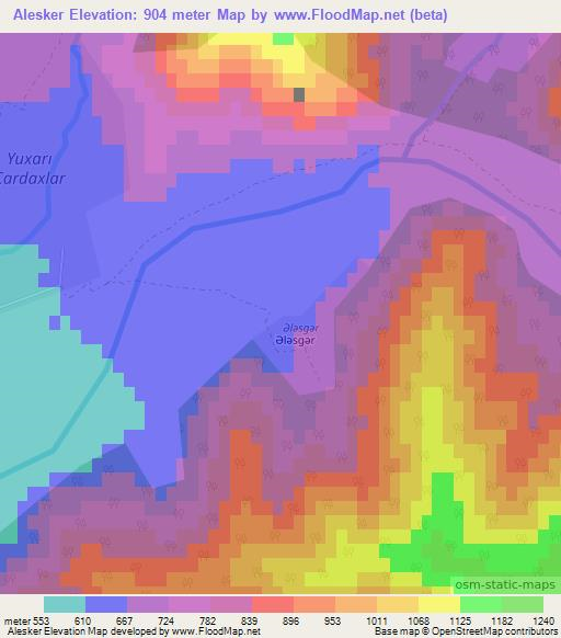 Alesker,Azerbaijan Elevation Map