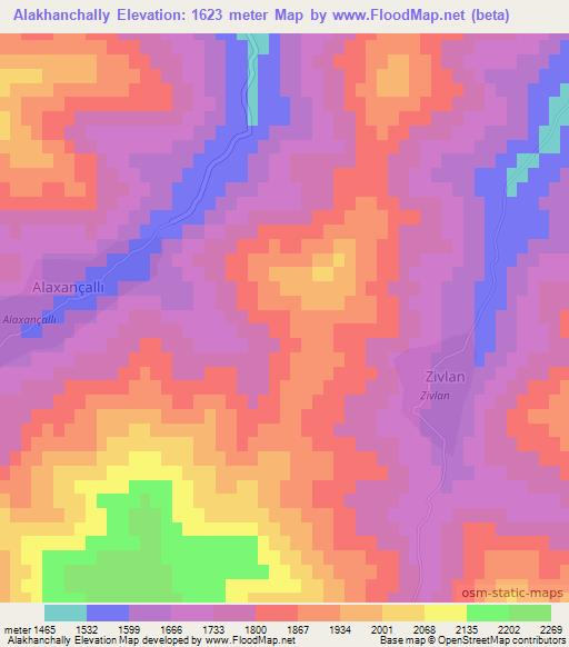 Alakhanchally,Azerbaijan Elevation Map