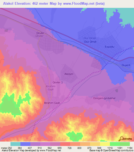 Alakol,Azerbaijan Elevation Map
