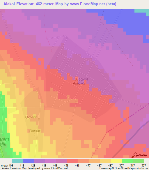 Alakol,Azerbaijan Elevation Map