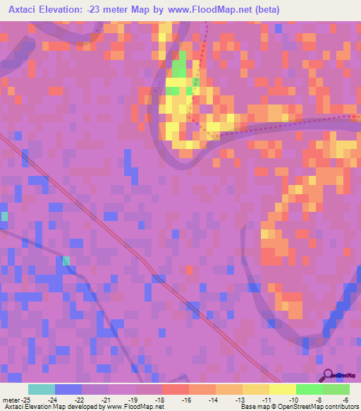Axtaci,Azerbaijan Elevation Map