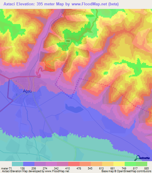 Axtaci,Azerbaijan Elevation Map
