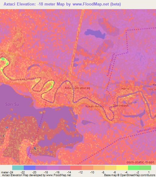 Axtaci,Azerbaijan Elevation Map
