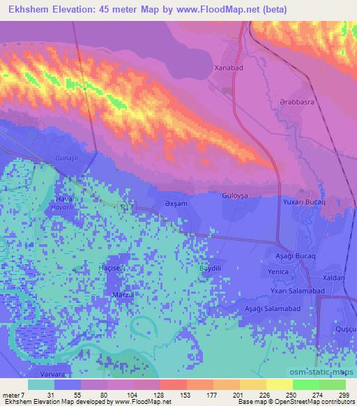 Ekhshem,Azerbaijan Elevation Map