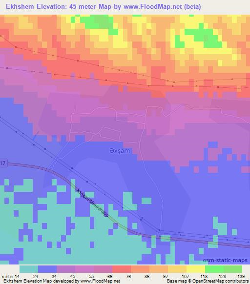 Ekhshem,Azerbaijan Elevation Map