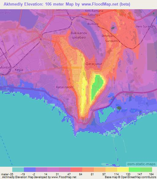 Akhmedly,Azerbaijan Elevation Map