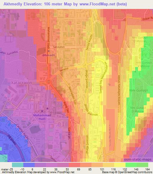 Akhmedly,Azerbaijan Elevation Map
