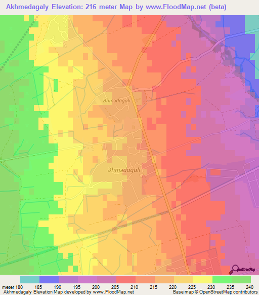 Akhmedagaly,Azerbaijan Elevation Map