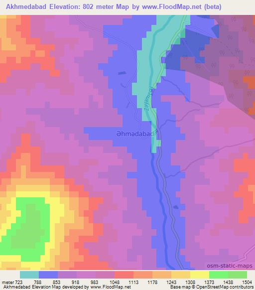 Akhmedabad,Azerbaijan Elevation Map