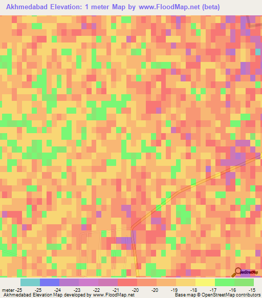 Akhmedabad,Azerbaijan Elevation Map