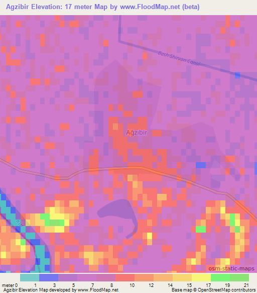 Agzibir,Azerbaijan Elevation Map
