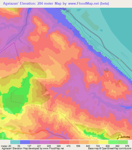 Agsiazan',Azerbaijan Elevation Map