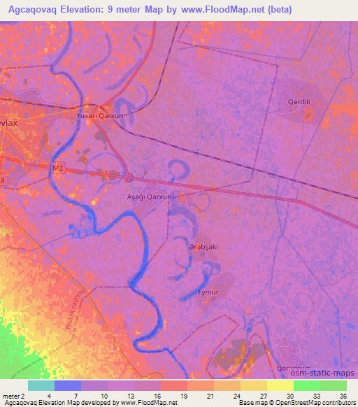 Agcaqovaq,Azerbaijan Elevation Map