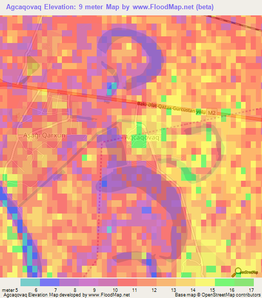 Agcaqovaq,Azerbaijan Elevation Map