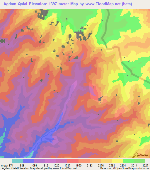 Agdam Qalal,Azerbaijan Elevation Map