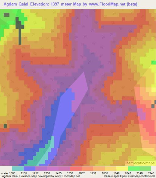 Agdam Qalal,Azerbaijan Elevation Map