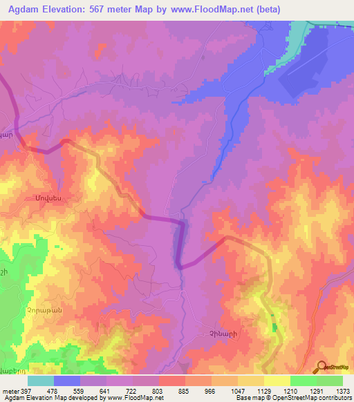 Agdam,Azerbaijan Elevation Map