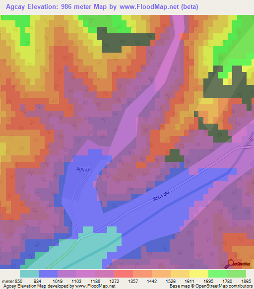 Agcay,Azerbaijan Elevation Map