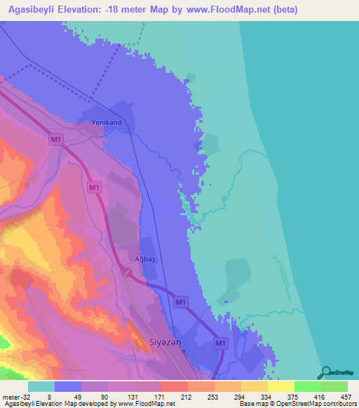 Agasibeyli,Azerbaijan Elevation Map