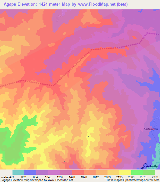Agaps,Azerbaijan Elevation Map