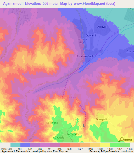 Agamamedli,Azerbaijan Elevation Map