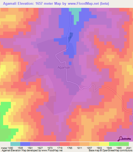 Agamali,Azerbaijan Elevation Map