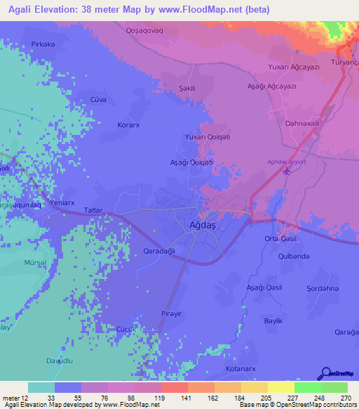 Agali,Azerbaijan Elevation Map