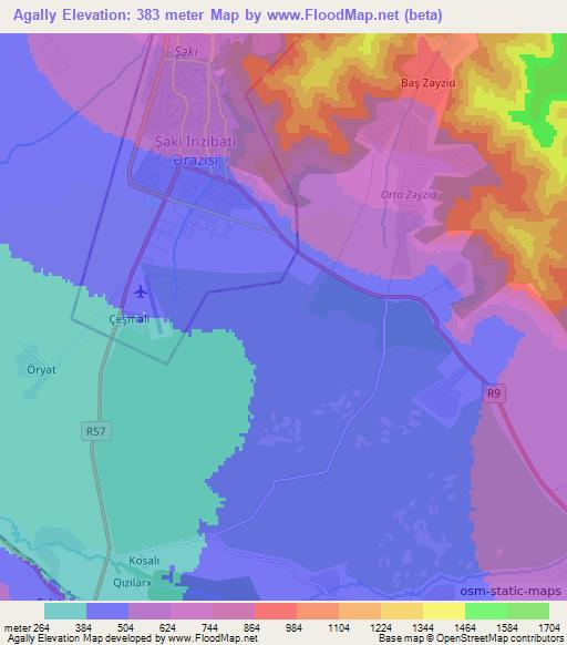 Agally,Azerbaijan Elevation Map