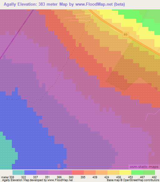 Agally,Azerbaijan Elevation Map