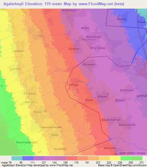 Agalarbeyli,Azerbaijan Elevation Map