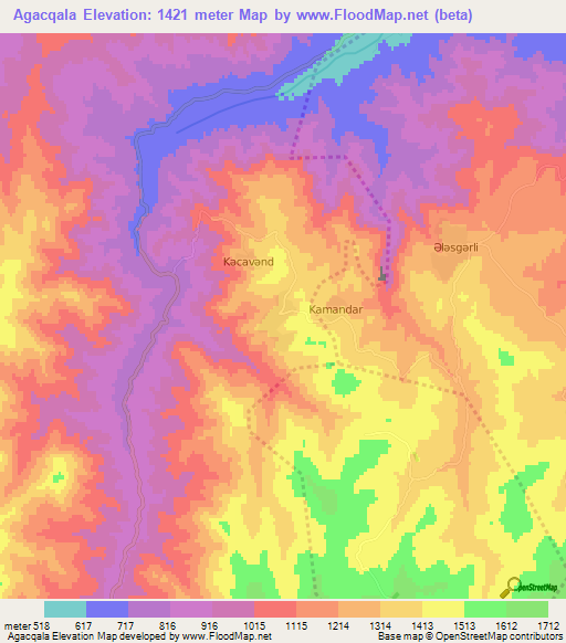 Agacqala,Azerbaijan Elevation Map