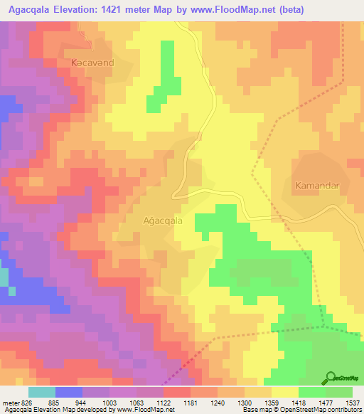 Agacqala,Azerbaijan Elevation Map