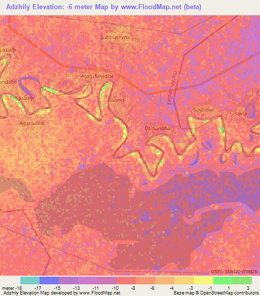 Adzhily,Azerbaijan Elevation Map