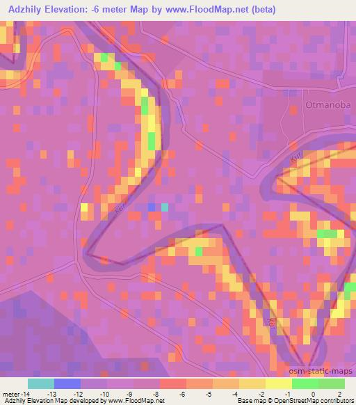 Adzhily,Azerbaijan Elevation Map