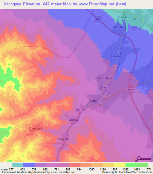 Hacaqaya,Azerbaijan Elevation Map