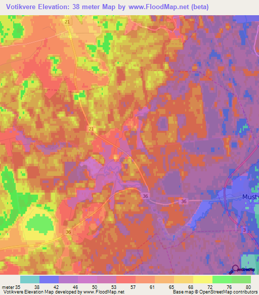 Votikvere,Estonia Elevation Map