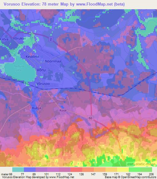 Vorusoo,Estonia Elevation Map