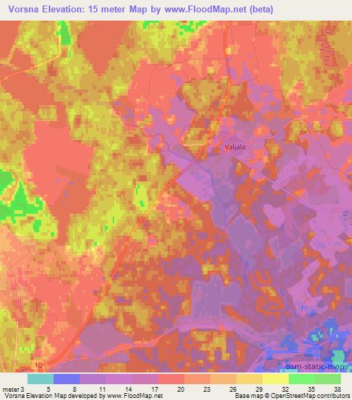 Vorsna,Estonia Elevation Map