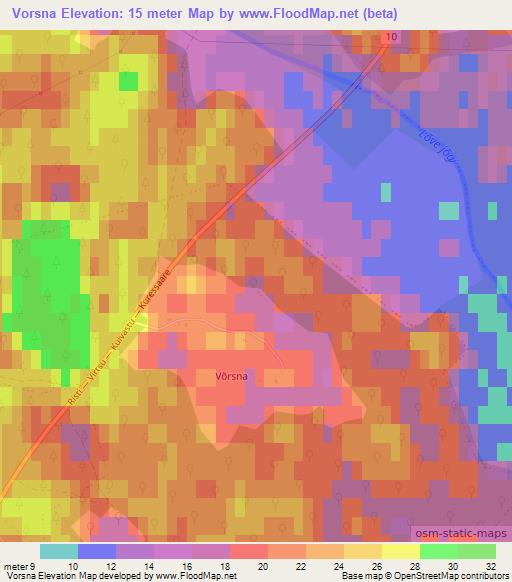 Vorsna,Estonia Elevation Map