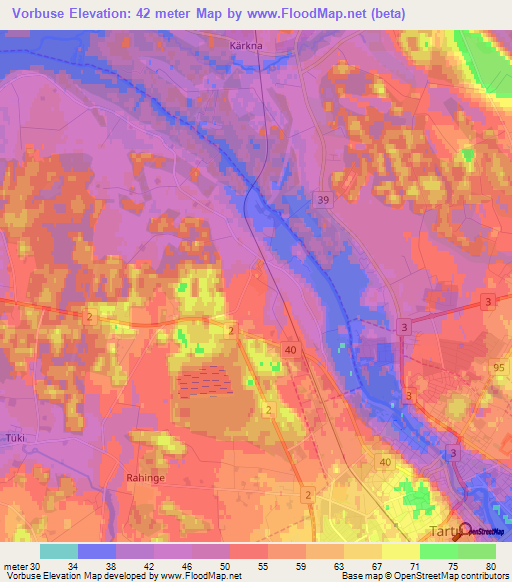 Vorbuse,Estonia Elevation Map