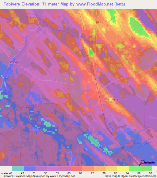 Tabivere,Estonia Elevation Map
