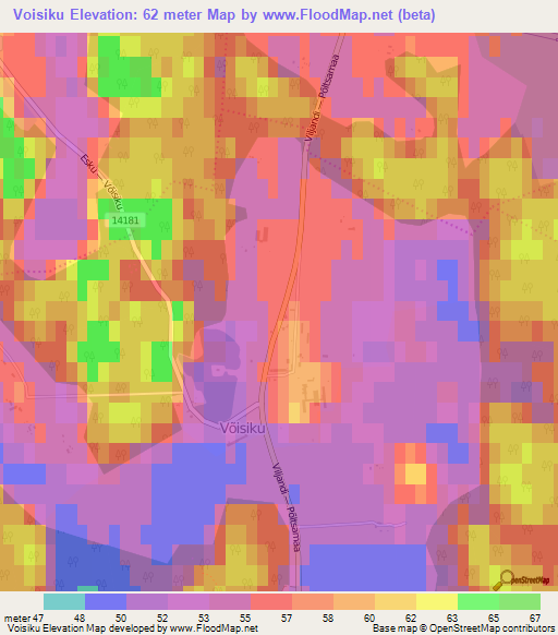 Voisiku,Estonia Elevation Map