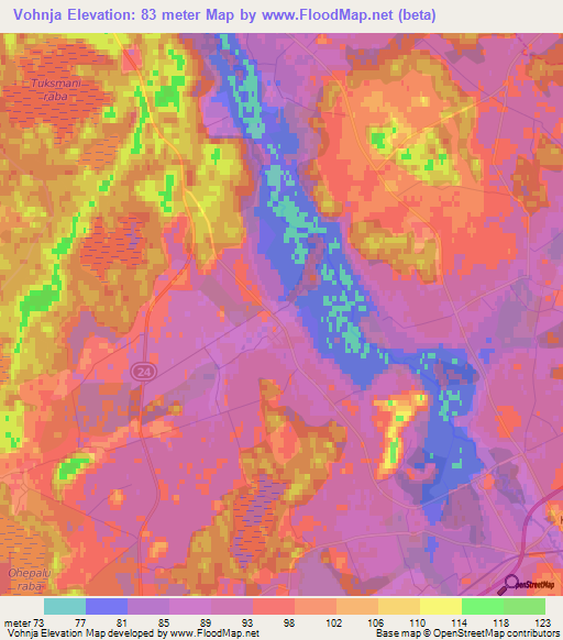 Vohnja,Estonia Elevation Map
