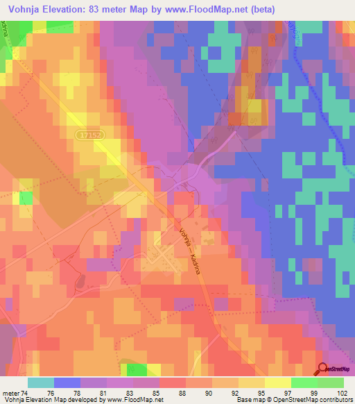 Vohnja,Estonia Elevation Map