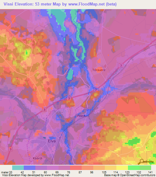 Vissi,Estonia Elevation Map