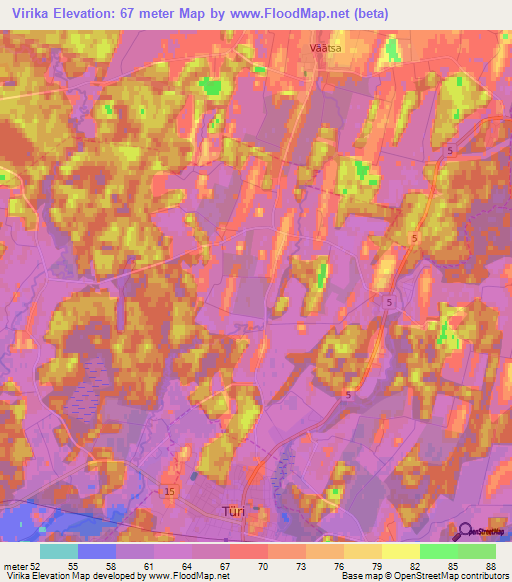 Virika,Estonia Elevation Map