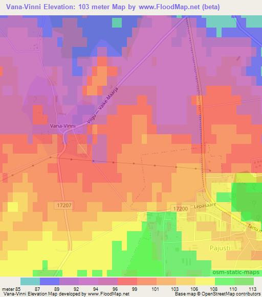 Vana-Vinni,Estonia Elevation Map