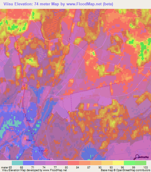 Viisu,Estonia Elevation Map